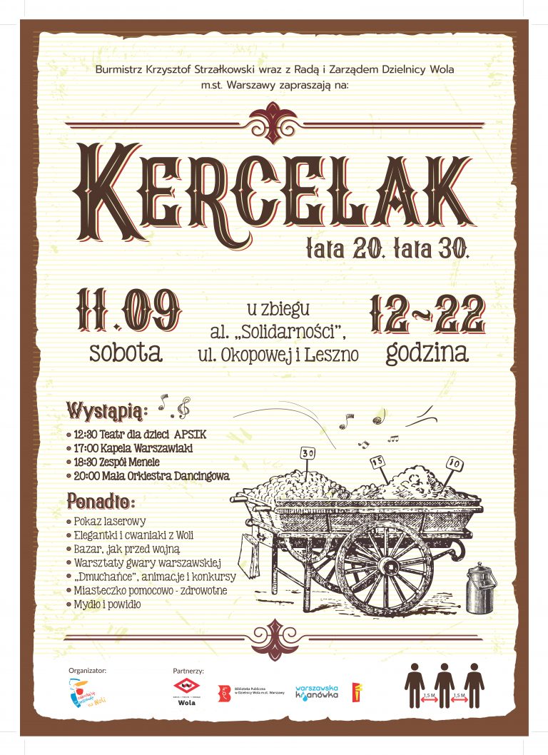 Plakat o wydarzeniu Kercelak lata 20. lata 30.